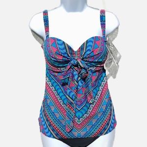 NWT COCO REEF Bathing Suit TANKINI Swimsuit Top Women’s Bright Tribal 32/34C